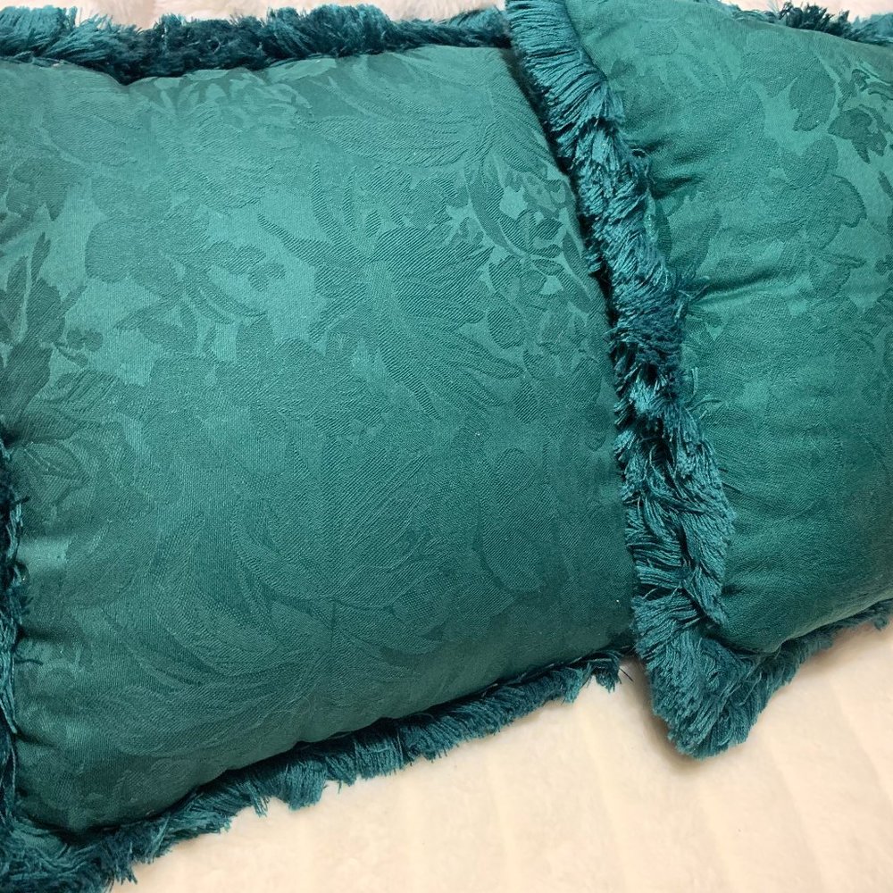 Pillows Fringe in Pine Green Set of 2  17”x17”